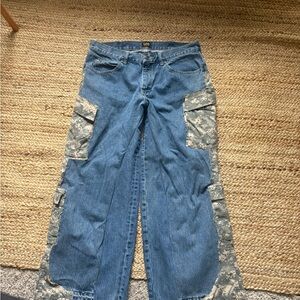 Lee Blue Wide-Leg Jeans with Cargo Style